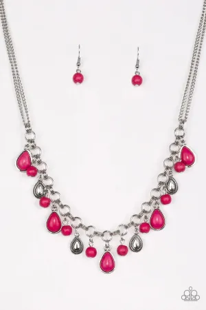 Paparazzi Necklace ~ Welcome To Bedrock - Pink