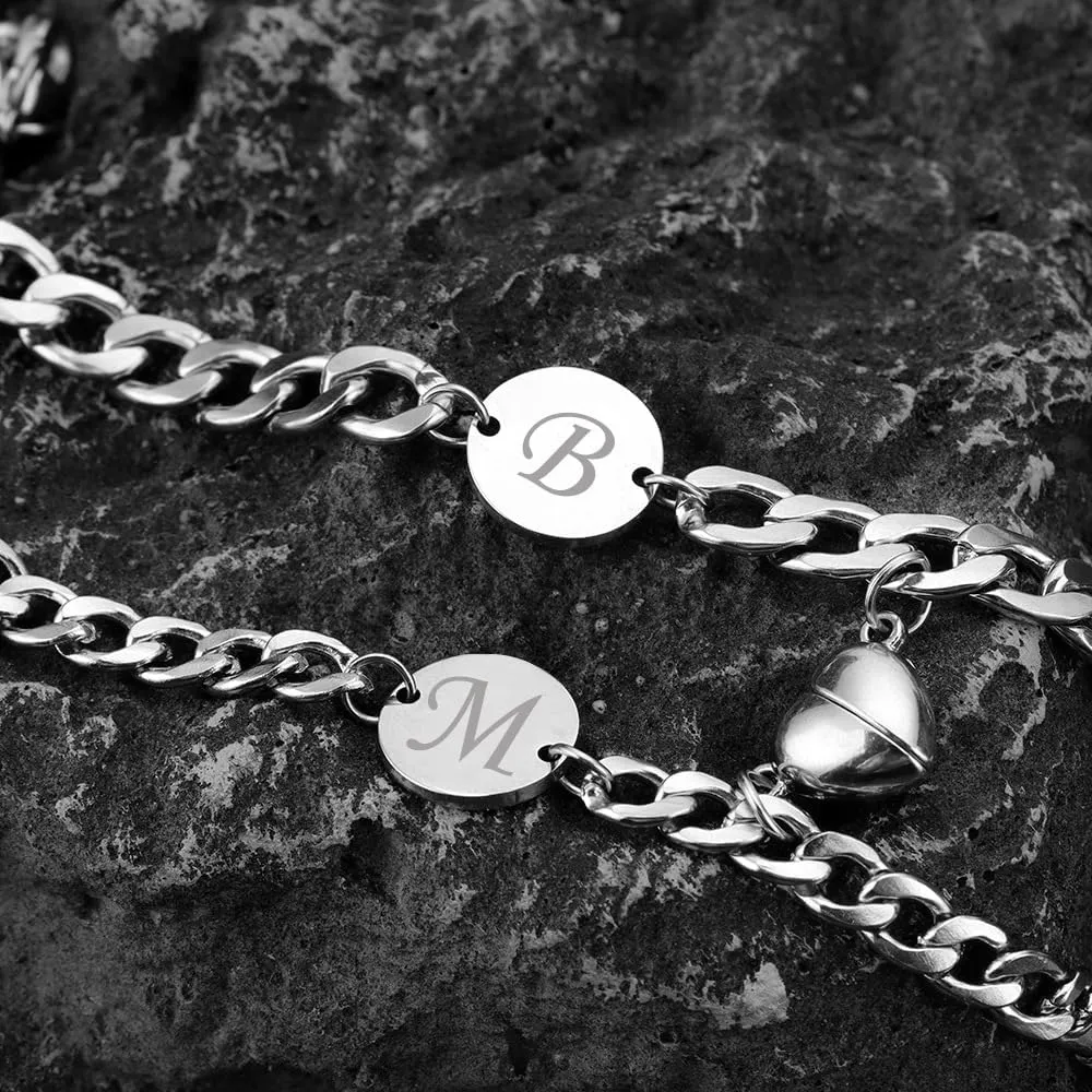 Personalized Couples Bracelets Initial Letter Matching Bracelets for Couples His and Her Bracelets for Couples Wife Husband Long Distance Gifts