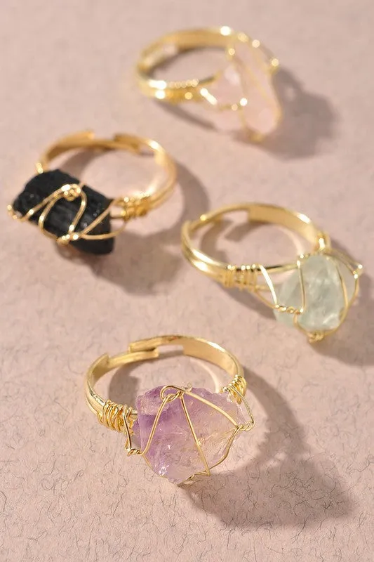 Pink Crystal Gem Statement Rings