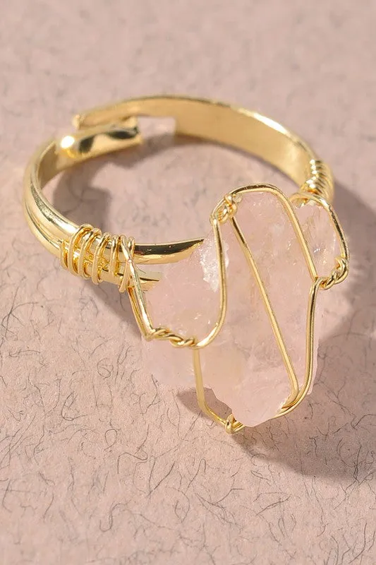 Pink Crystal Gem Statement Rings