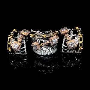 PREORDER | Multi-Tone Square Statement Diamond Jewelry Set 14kt