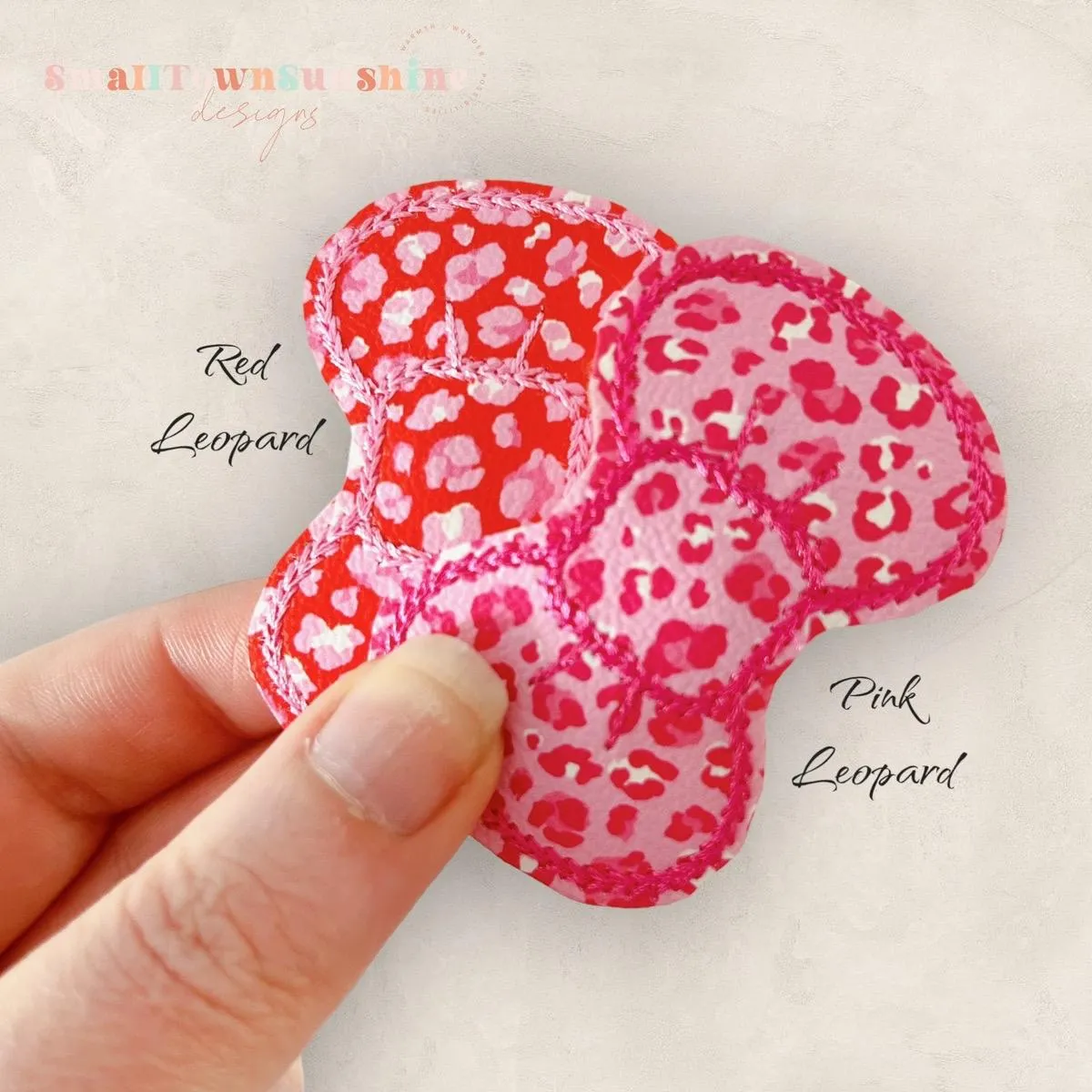 Pretty in Pink Collection - Embroidered Bow Snap Clip Barrettes