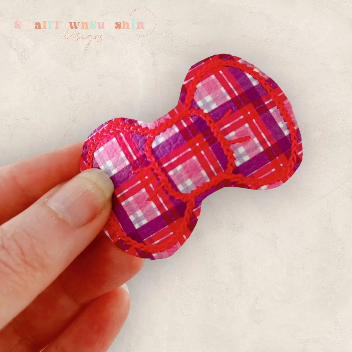 Pretty in Pink Collection - Embroidered Bow Snap Clip Barrettes