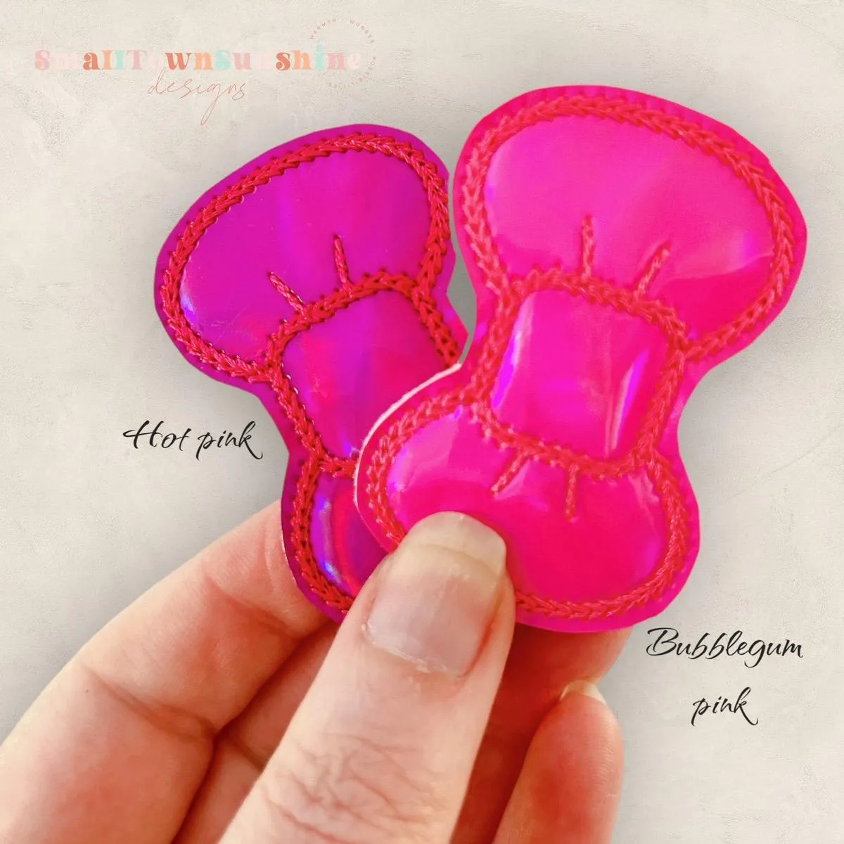 Pretty in Pink Collection - Embroidered Bow Snap Clip Barrettes