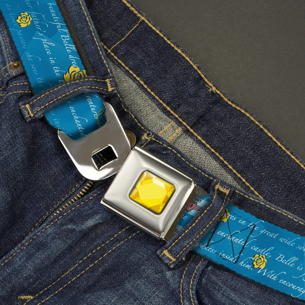 Princess Gem CLOSE-UP Full Color Yellow Seatbelt Belt - Beauty & the Beast Story Script Webbing