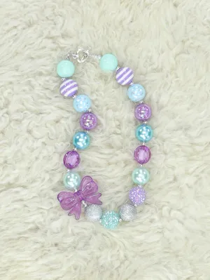 Purple & Teal Bow Bubblegum Necklace