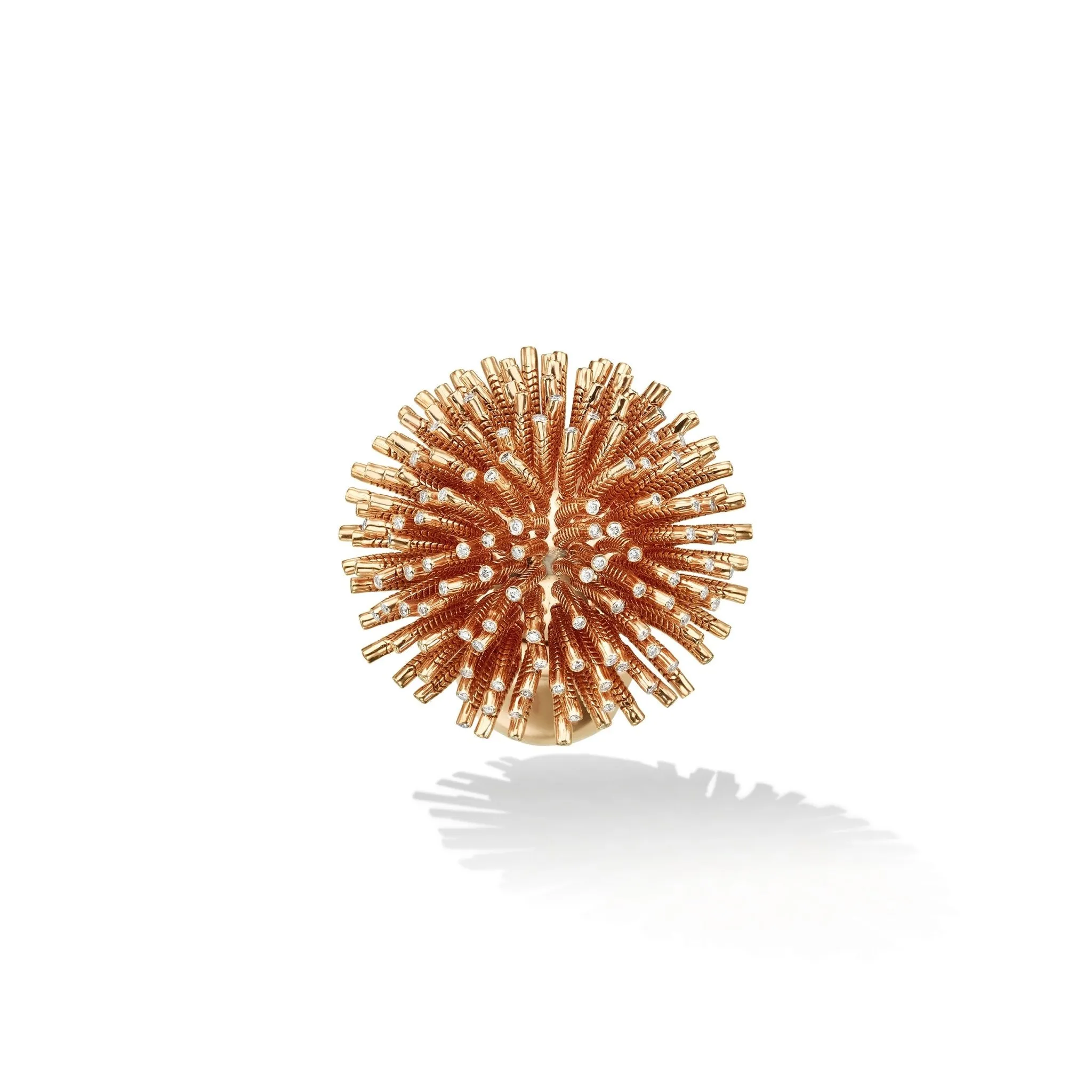 Rose Gold Fur Ring with White Diamonds