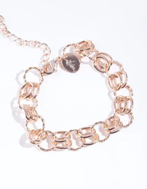 Rose Gold Twist & Plain Ring Bracelet