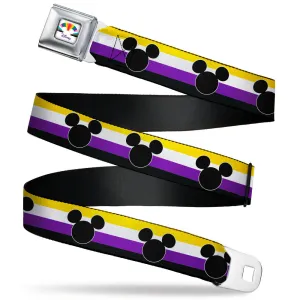 Seatbelt Belt - Mickey Mouse Ears Icon Nonbinary Pride Flag Webbing