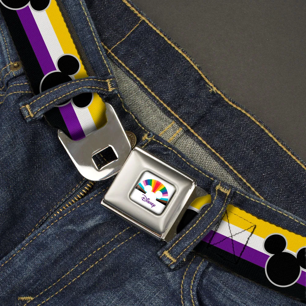 Seatbelt Belt - Mickey Mouse Ears Icon Nonbinary Pride Flag Webbing