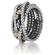 Silver ring, 14k, 0,03ct TW h/vs diamonds