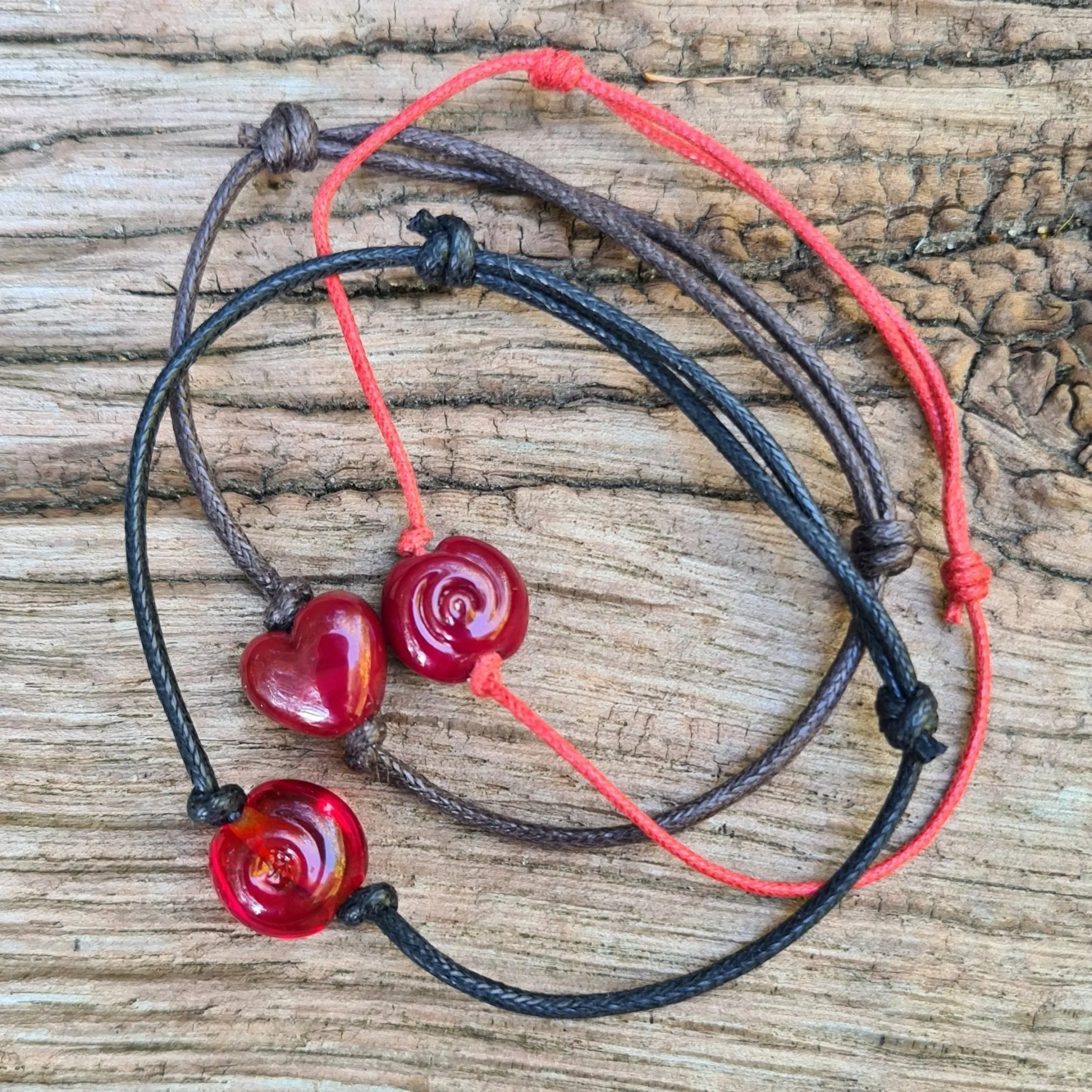 Simple Bracelet - Heart or Pebble style on a cotton cord