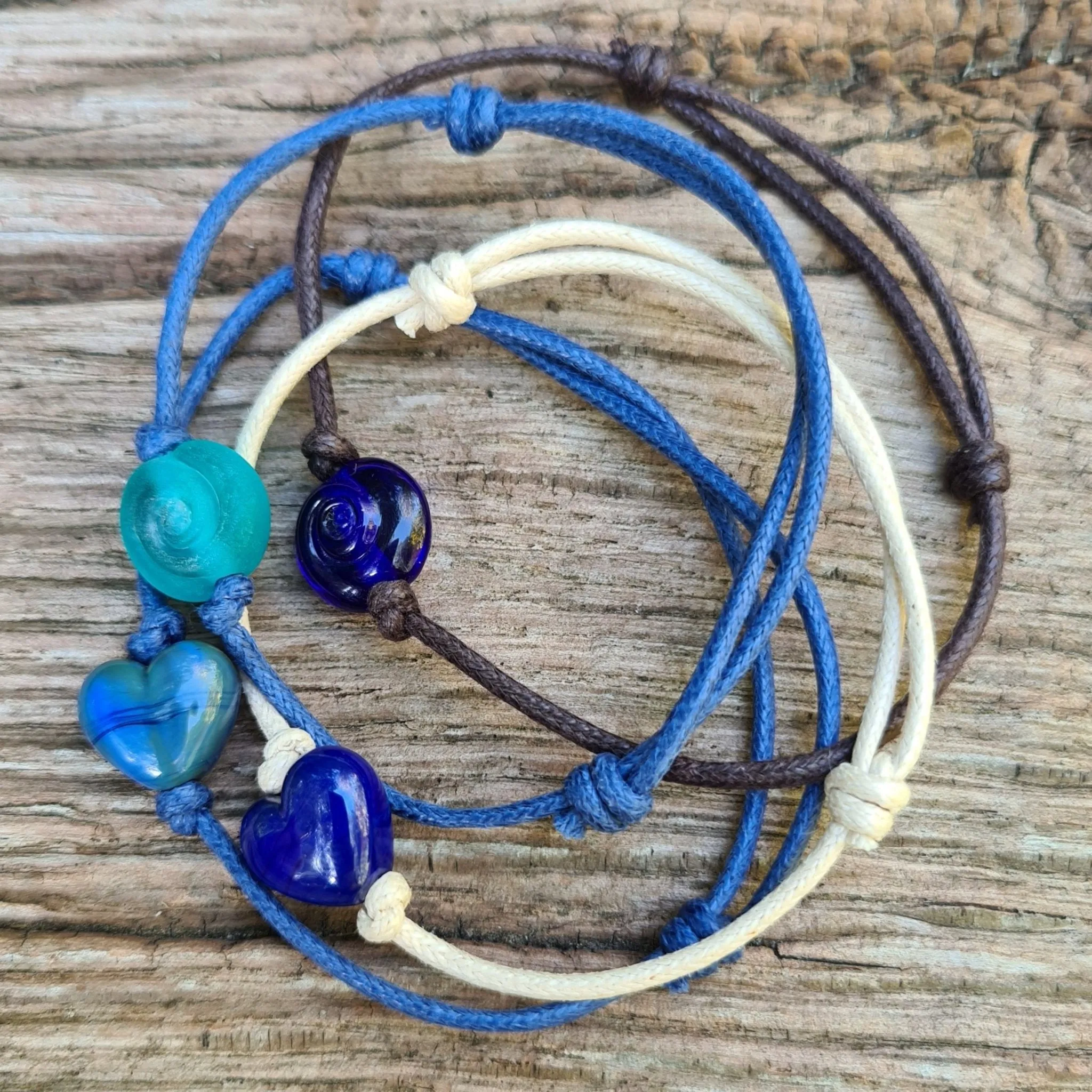 Simple Bracelet - Heart or Pebble style on a cotton cord