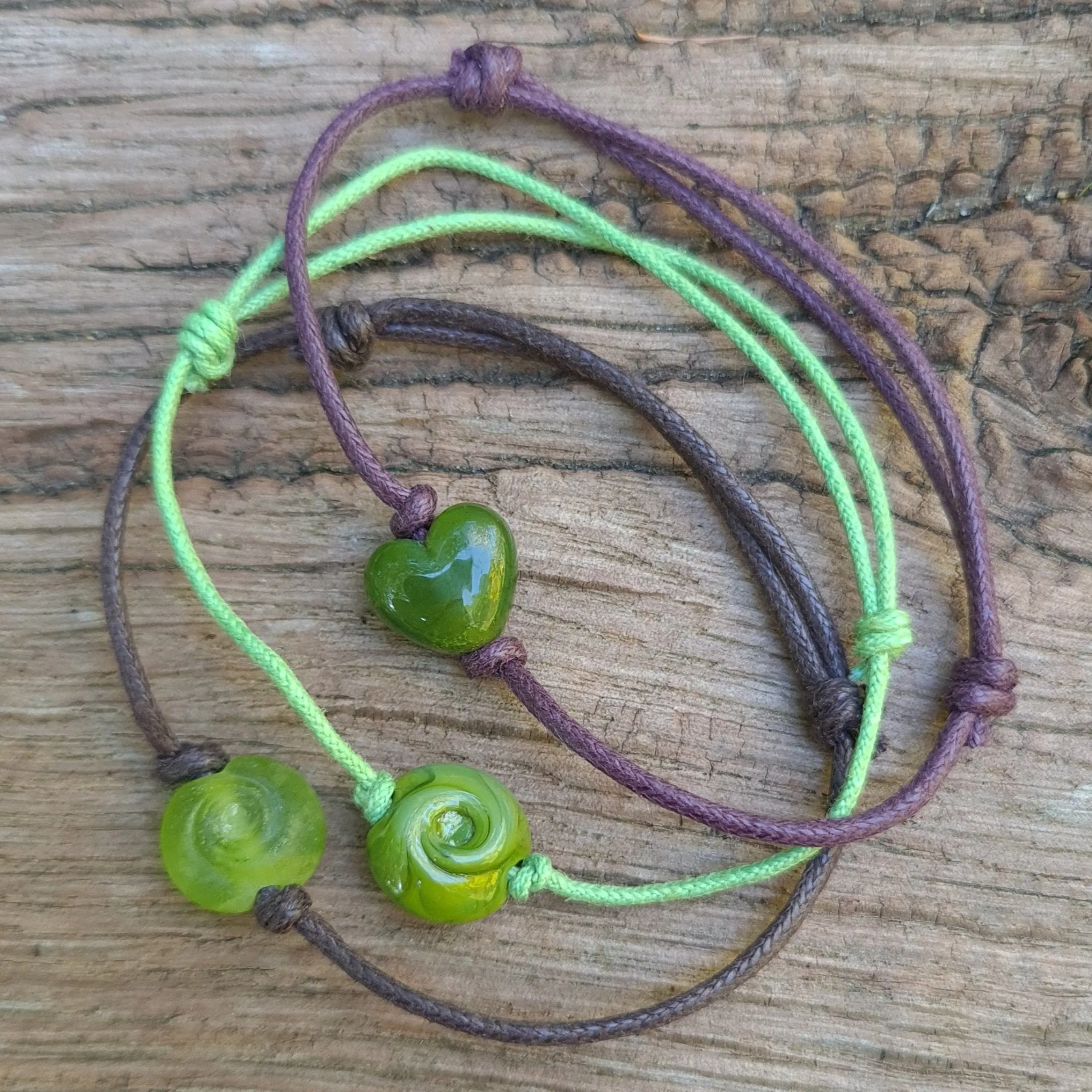 Simple Bracelet - Heart or Pebble style on a cotton cord