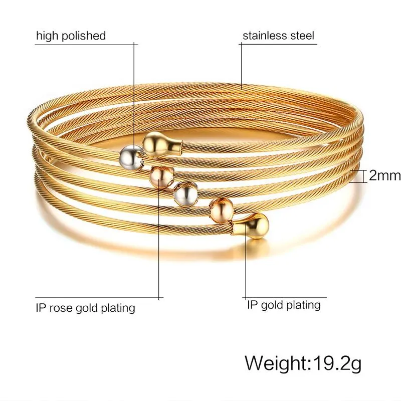 Stacked Wire Chain Bead Ball Bangles