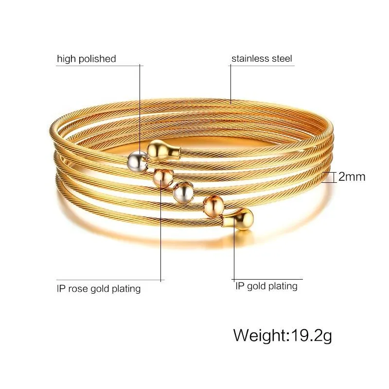 Stacked Wire Chain Bead Ball Bangles