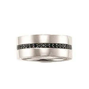 Sterling Band with Black Zirconia