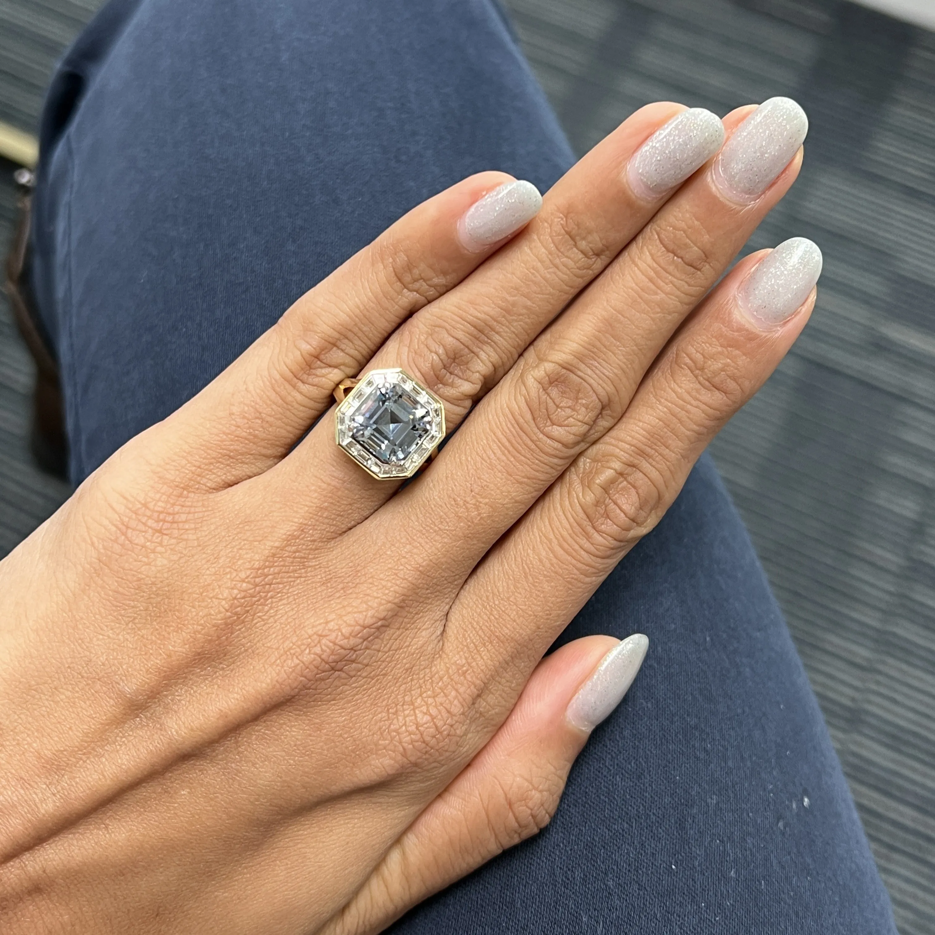 Tanzanite Asscher Cut Ring with Halo