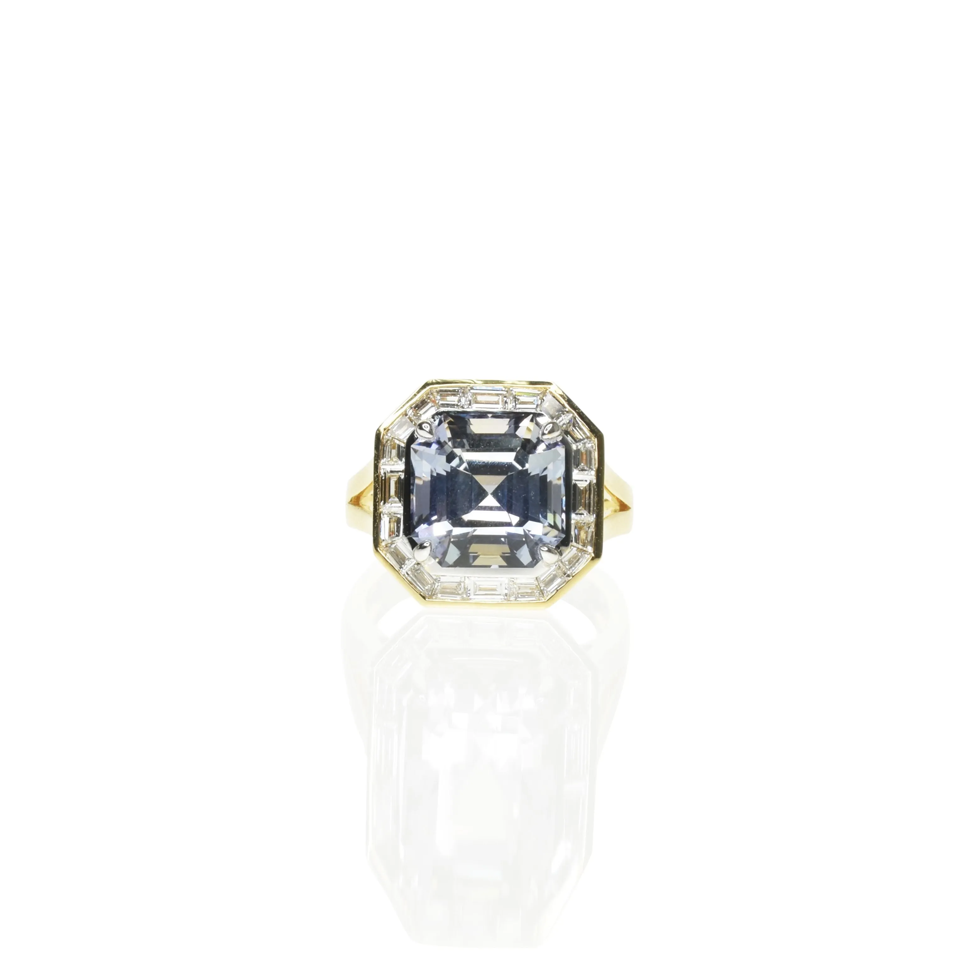 Tanzanite Asscher Cut Ring with Halo