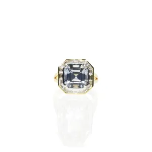Tanzanite Asscher Cut Ring with Halo