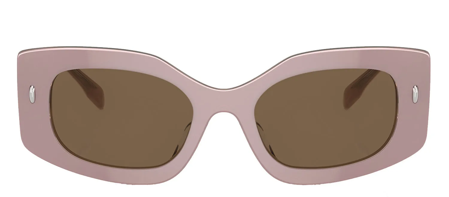 Tory Burch TY 7202U 194773 Irregular Acetate Pearlized Pink Sunglasses with Dark Brown Solid Color Lens