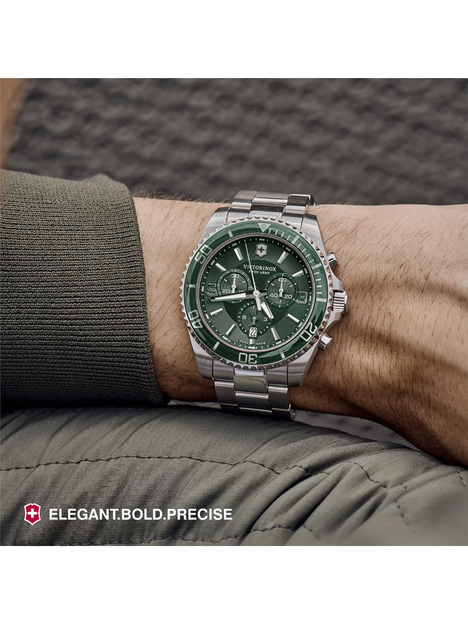 Victorinox Men 43 mm Size Green Dial Maverick Chronograph Watch - V241946