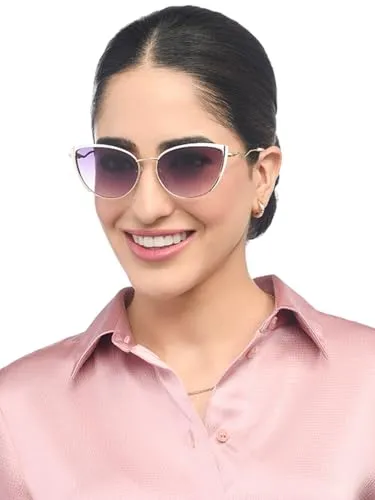 Vincent Chase By Lenskart | Gold Pink Full Rim Cat Eye | Fashion Essentials | Branded Latest and Stylish Sunglasses | 100% UV Protected | Women | Large | VC S15802