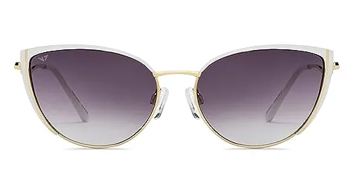 Vincent Chase By Lenskart | Gold Pink Full Rim Cat Eye | Fashion Essentials | Branded Latest and Stylish Sunglasses | 100% UV Protected | Women | Large | VC S15802
