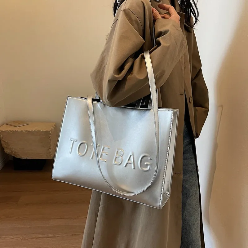 Women Large Capacity Top Quality Pu Leather Tote  Bag