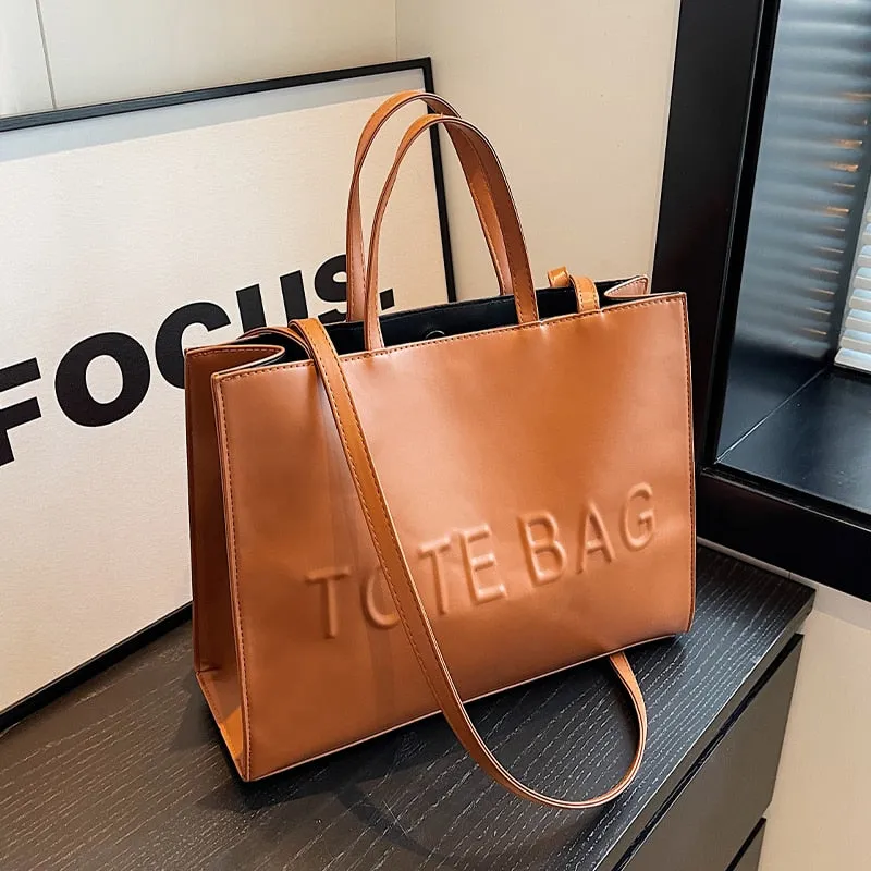 Women Large Capacity Top Quality Pu Leather Tote  Bag