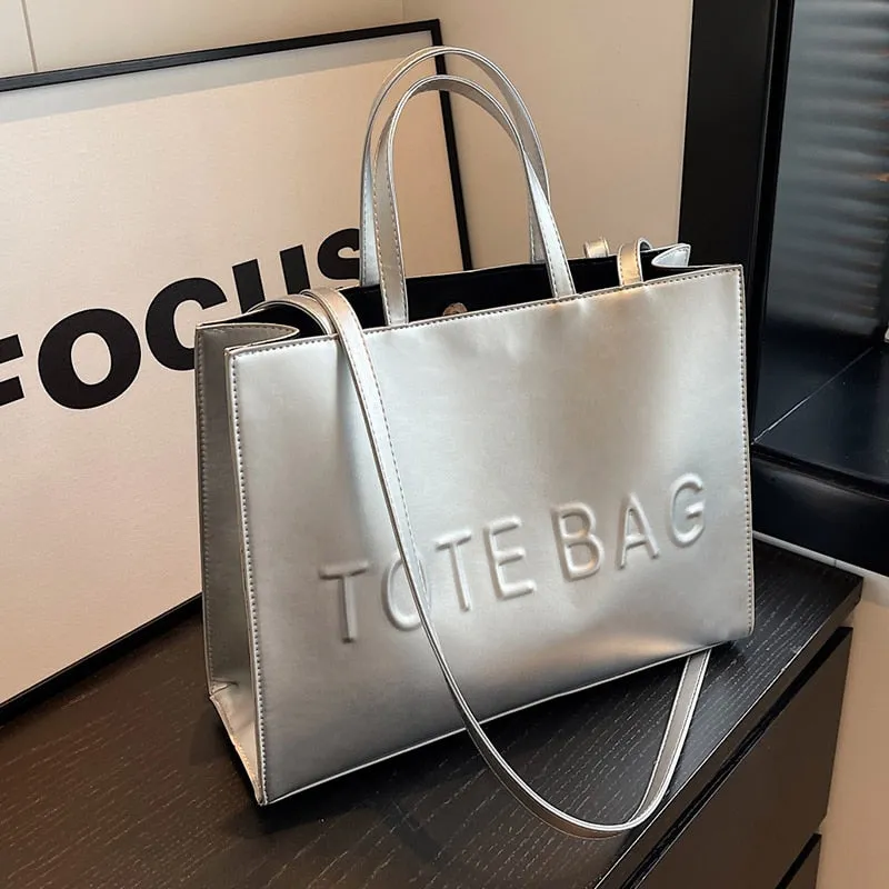 Women Large Capacity Top Quality Pu Leather Tote  Bag